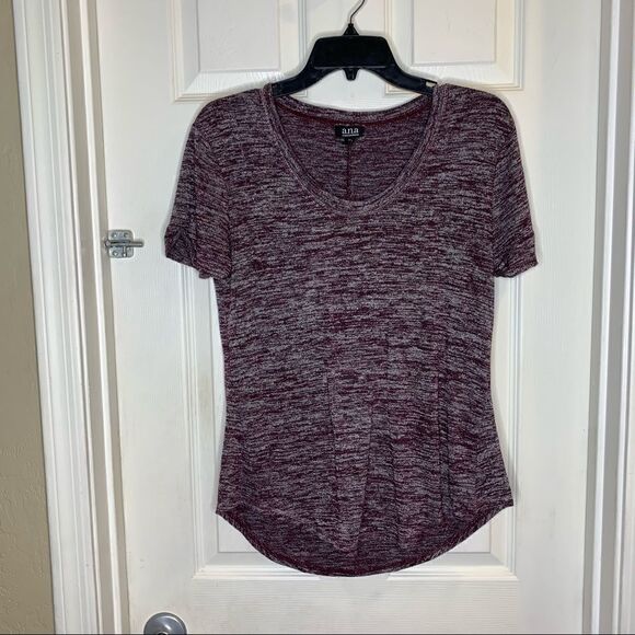 a.n.a Tops - a.n.a Short Sleeve Super Soft Knit Tee Shirt Women's Size Medium Burgundy